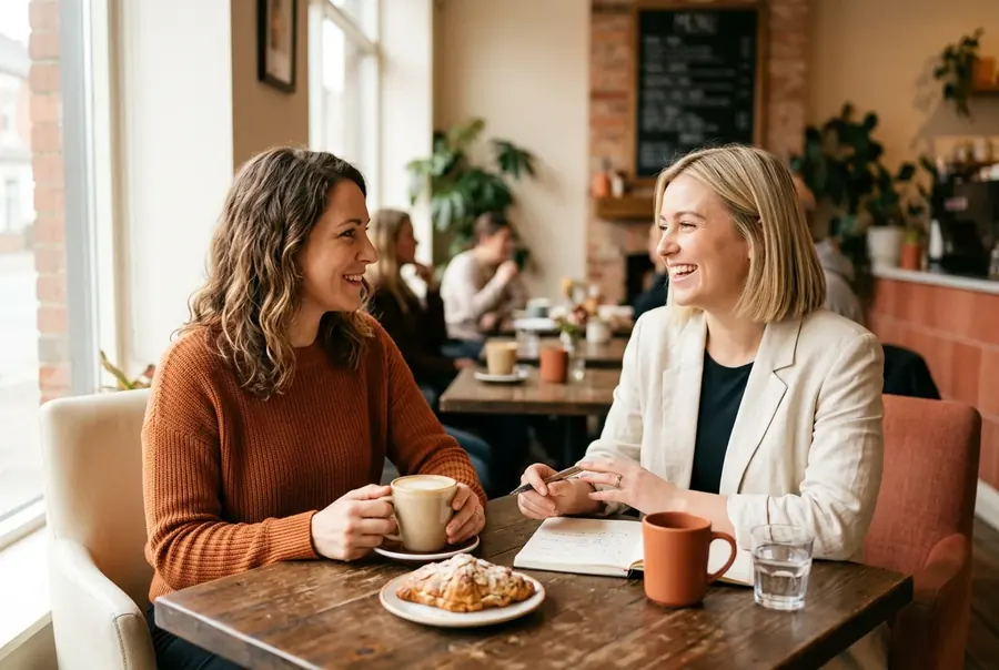Échange professionnel à table, dans une ambiance calme